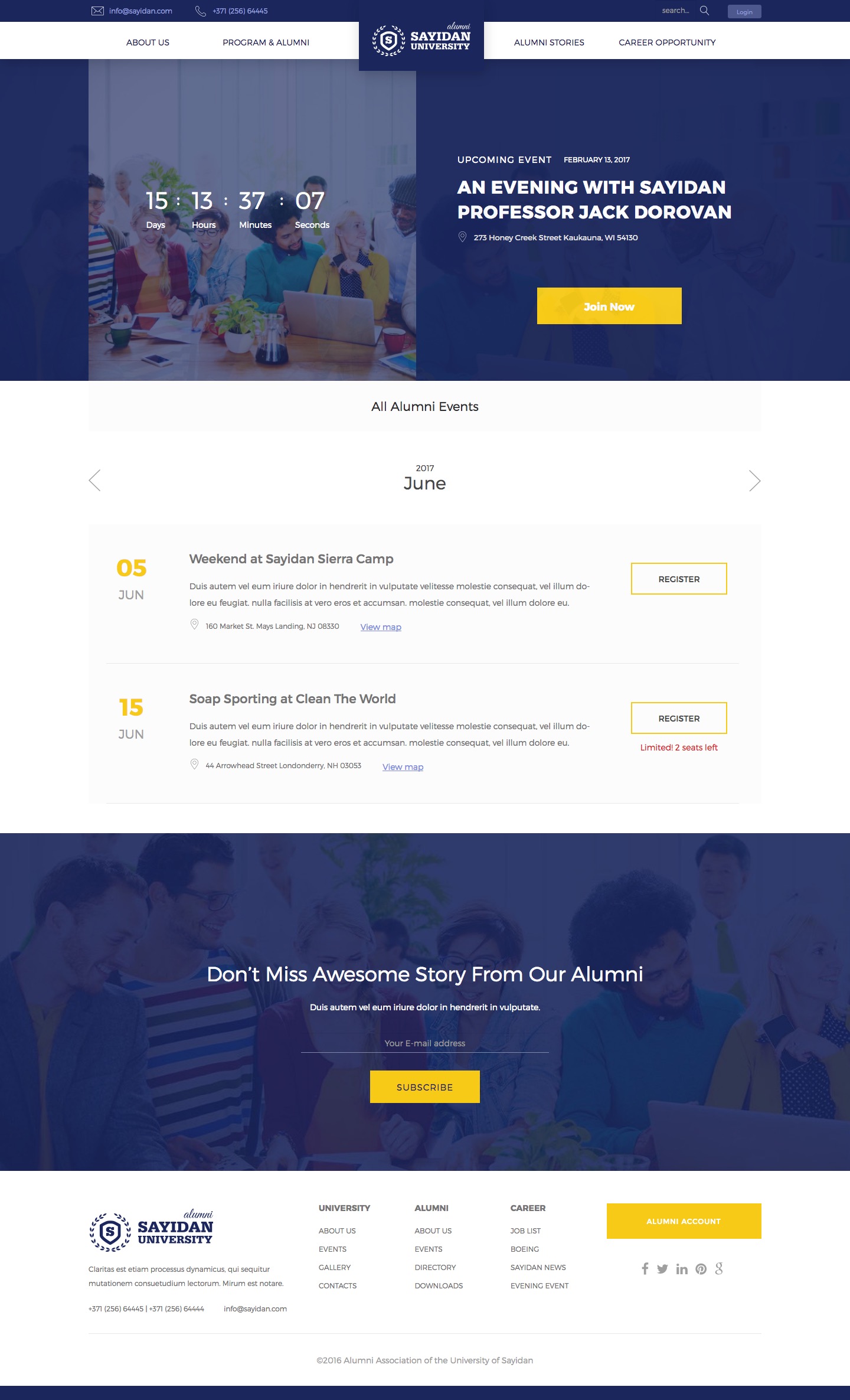 Programs & Events - University Alumni Education WordPress Theme