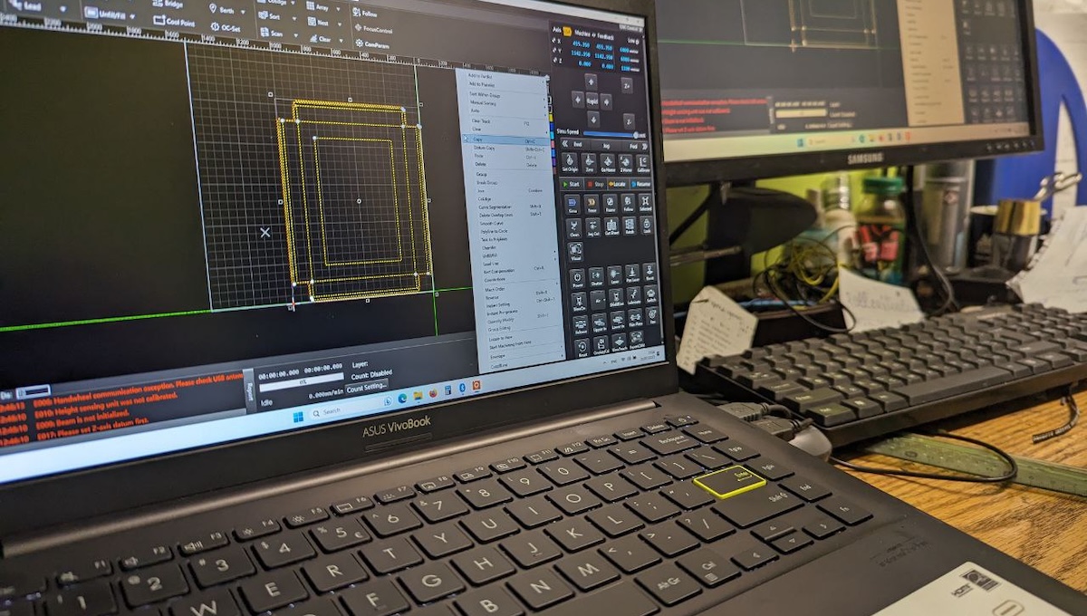 The CNC integration capability. Preparing sketch drawing for laser cutting.