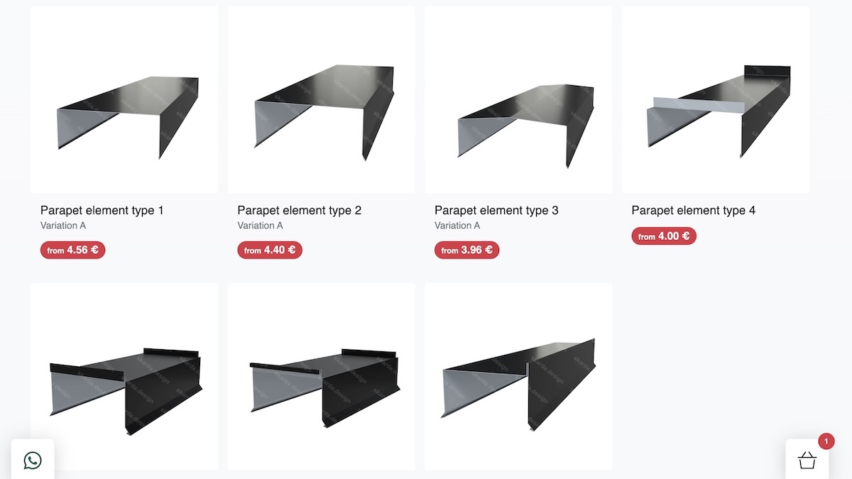 Skarda Design Portal, element Classification and Grouping. List of parapet elements.